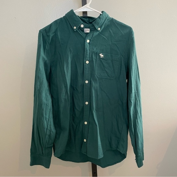 Abercrombie Kids Green Long Sleeve Flannel Button Up Size 15/16 - Picture 1 of 4